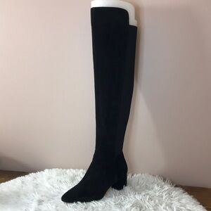Antonio Melani Haddison Boots/ Black Suede /Over The Knee/ Block Heel/ Stretch